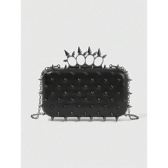 Goth Emo Punk Rock Spike Clutch Purse Crossbody - Picture 1 of 5